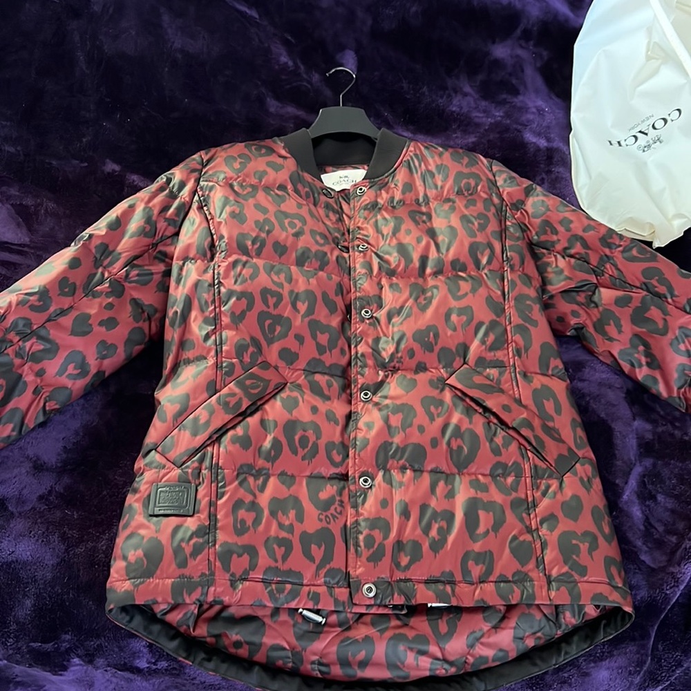 Coach Leopard black & red print jacket